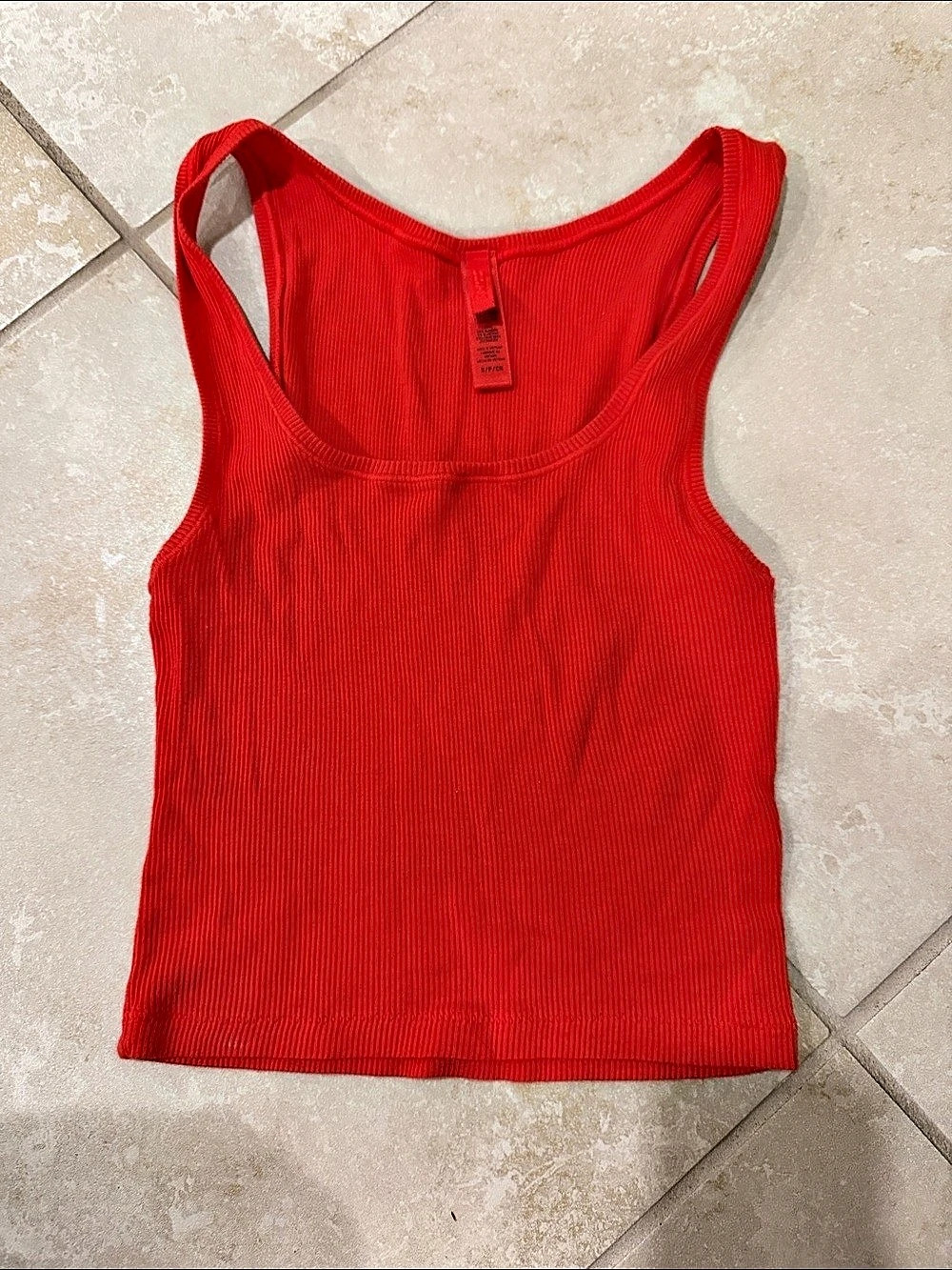 Ribbed Tank Top in Red Size Small Like New